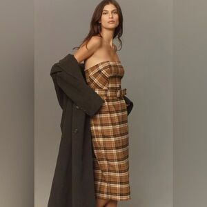 Anthropologie Strapless Belted Midi Dress  NWT